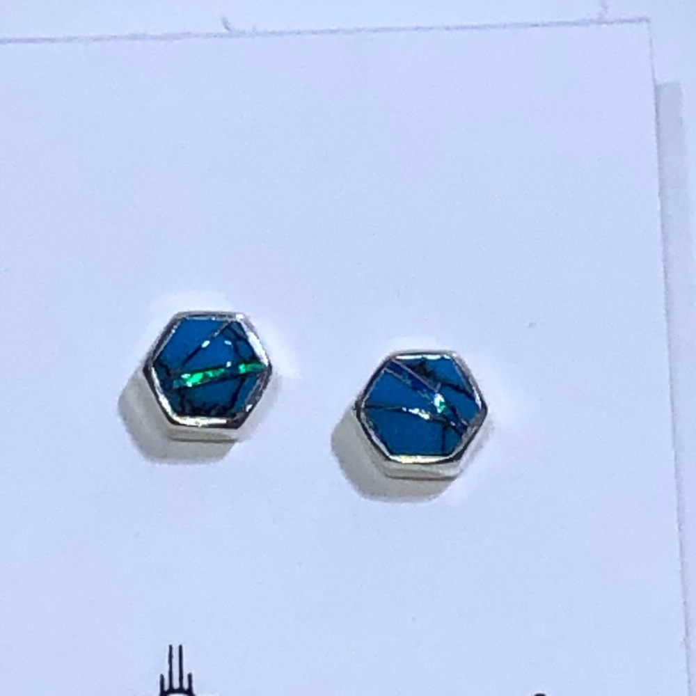 Sterling silver inlaid turquoise earrings
